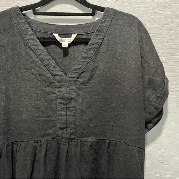 chinese dress ladies Briggs New York Tiered Linen Blend Dress, Sleeveless, Gray Stripe, Size XS  at Amazon Women's Clothing store
